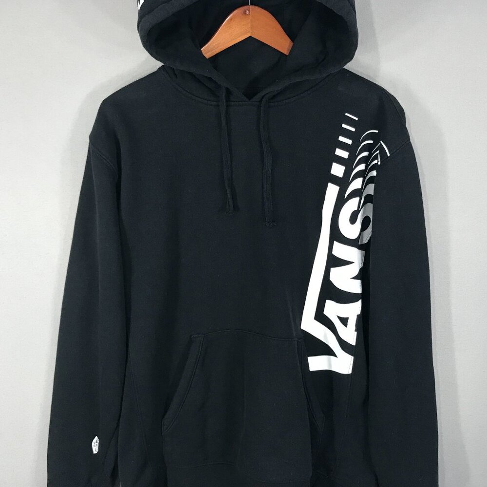 Vans Off The Wall Hoodie Mens Medium Black Pullover Sweatshirt Logo Pocket Skate